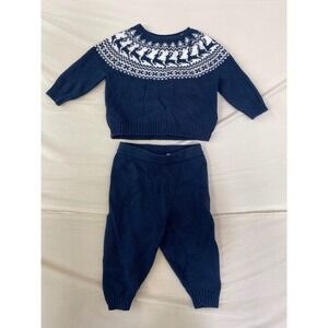 Amazon Essentials Sofia Grainge Reindeer Fair Isle Knit Sweater Pants Set 6-9M